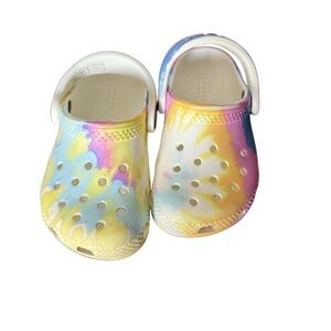 CROCS Kids Pastel Shoes in Yellow, Blue, and Pink-Size 5- Like New